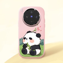 HONTINGA Vivo X300 ile Uyumlu Kılıf Kamera Korumalı Düşüme Önleyici Kamera Koruyucu Pembe Yumuşak Silikon Couple Telefon Kılıfı Panda Desenli K4-0380