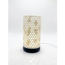 3Dikili Design 3D Tasarım Petek Desenli Dekoratif Gece Lambası - 20 cm Modern Masa Lambası - 5V Adaptörlü
