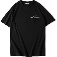 Brz Collection Unisex Oversize Minimal Imza T-Shirt Siyah