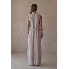 Pierre Cardin Yelekli Keten Dokulu Kadın Pijama Takımı - LX.26236
