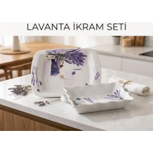 Noble Life Lavanta Desenli 2 Parça Dikdörtgen Ikram ve Sunum Seti