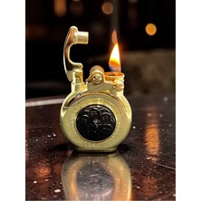 UltraMint Gold Renkli Stres Çarklı Benzinli Çakmak, Şık ve Özel Kutulu
