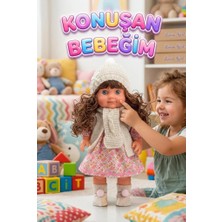 Farbu Oyuncak Lucia Girl Konuşan 35 cm - Etkileşimli Kolları Bacakları ve Kafası Et Kutulu Atkılı Oyuncak Bebek