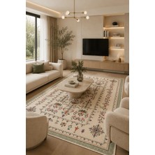 Pelura Halı Floral Elegance Desen Baskılı Kaymaz Yıkanabilir Salon Oturma Odası Mutfak Balkon Halısı Yolluk