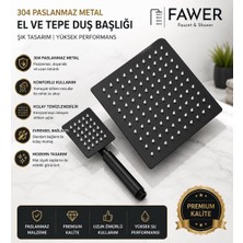 Fawer 304 Paslanmaz Siyah El ve Tepe Duş Başığı