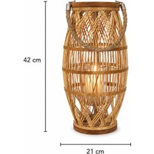 Hüco Bazaar Dekoratif Bambu Rattan Şık Uzun Mumluk/şamdan Ev Ofis Yazlık Bahçe