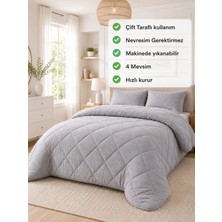 Ely Parker Renkli Yorgan-Wellsoft-Çift Kişilik-Çift Taraflı 195X215 Gri