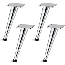 Badem10 Omaks (4 Adet) 18 cm Metal Krom Dereceli Mobilya Sehpa Kanepe Ayağı Montaj Vidaları Dahil Ayak