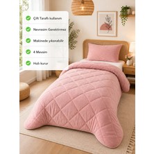 Ely Parker Renkli Yorgan-Wellsoft-Tek Kişilik-Çift Taraflı 155X215 Pembe