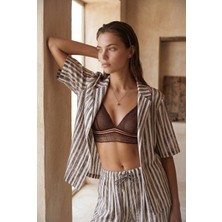 Pierre Cardin Braletli Keten Dokulu Kadın Pijama Takımı - LX.26235