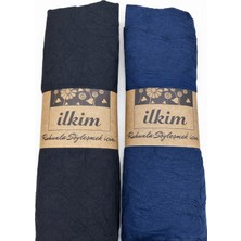 İlkim Tekstil 2li Kraş Şal Siyah-Lacivert