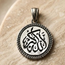 Ebrar Silver Gümüş Hasbiyallah Kolye Ucu (Allah Bana Yeter) Yazılı Mat Gümüş Erkek Kolye Ucu