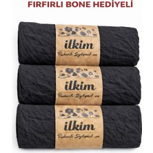 İlkim Tekstil Fırfırlı Bone Hediyeli 3lü Kraş Şal (3 Adet Siyah)