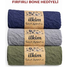 İlkim Tekstil Fırfırlı Bone Hediyeli 3lü Kraş Şal Lacivert-Haki-Gri