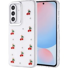 Alstrap Samsung Galaxy A17 Uyumlu Parlak Şeffaf Silikon Kılıf Metal Desenli Darbe Emici Koruma
