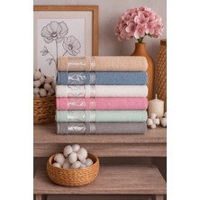 Mela Home Bambu Desenli 50*90 cm 6'lı El ve Yüz Havlusu - Havlu Seti- Çeyizlik- Hediyelik - Mutfak %100 Pamuk
