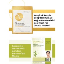 3 Katmanlı Gold Göz Maskesi ve Nemlendirici, Sıkılaştırıcı ve Arındırıcı Bambu Özlü Kolajen Maske Seti