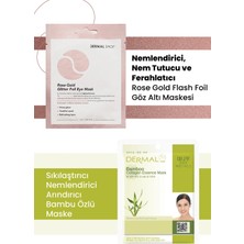 3 Katmanlı Rose Gold Göz Maskesi ve Nemlendirici, Sıkılaştırıcı ve Arındırıcı Bambu Özlü Kolajen Maske Seti