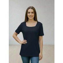 Lyvean Kare Yaka Oversıze Kısa Kollu Tshirt