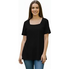 Lyvean Kare Yaka Oversıze Kısa Kollu Tshirt