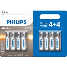 Philips Alkaline Aa Kalem Pil  1.5V - LR6A8BP/10 - 8'li Avantaj Paket (4+4)