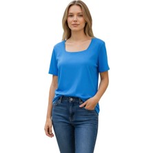 Lyvean Kare Yaka Oversıze Kısa Kollu Tshirt
