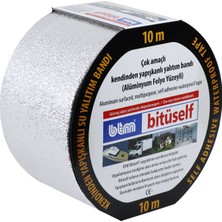 Bitüself 10 mt x 10 cm Alüminyum Folyo Yüzeyli Su Yalıtım Bantı Esnek ve Kolay Uygulama