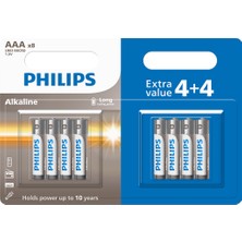 Philips Alkaline Aaa Ince Kalem Pil 1.5V - LR03A8BP/10 - 8'li Avantaj Paket (4+4)
