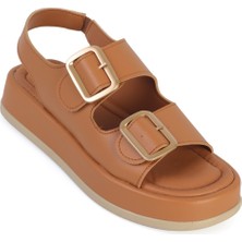 Capone Outfitters Denice Dolgu Topuklu Çift Bantlı Tokalı Kadın Sandalet