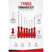 Alıç 7 Parça Tornavida Seti Düz ve Yıldız Uçlu Şeffaf Ergonomik Saplı Dayanıklı Çelik Gövdeli El Aleti Seti