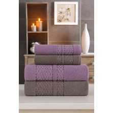 Mela Home Örgü Desenli 4'lü Banyo Havlu Seti - Hamam Seti - Çeyizlik - Hediyelik %100 Pamuk