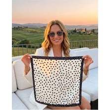 Puantiye Desenli Saten Bandana Fular 50X50 cm Dipol Butik