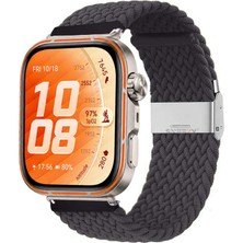 Sneezy Huawei Watch Fit 5 Pro Ile Uyumlu Metal Klipsli Solo Fiberlink Yumuşak Kumaş Örgü Kordon