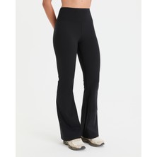 Ayma Active Kadın Siyah Fitness Spor İspanyol Paça Flare Motion Tayt