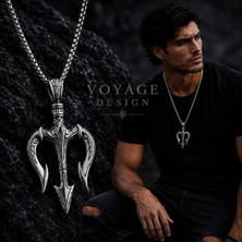 Voyage Accessory Paslanmaz Çelik Denizlerin Gücünü ve Mitolojik Poseidon Mızrak Kolye
