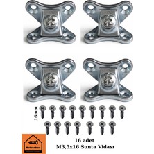 Netzerkoz 4 Adet Metal Açılı Köşe Çektirme Kelebek Bağlantı (T Bağlantı)16 Adet 3,5X16 Sunta Vidası