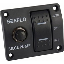 Seaflo Sintine Pompası Kontrol Paneli 12V 15A - 3 Pozisyonlu Kontrol Siyah Plastik Panel (Manuel - Off - Otomatik)