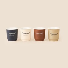 MİEN Mien Mono 4'lü Seramik Espresso Bardağı - Renkli - 90 ml