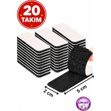Ecovel 20 Takım Halı Kilim Koltuk Örtüsü Tablo Sabitleyici Arkası Yapışkanlı Cırt Cırt Bant (En:2cmxboy:5 Cm)