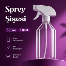 Badem10 (1 Adet) 500 ml Şeffaf Cam Görünümlü 20 cm Çok Amaçlı Sprey Şişesi Kuaför Bitki Temizlik Püskürtme
