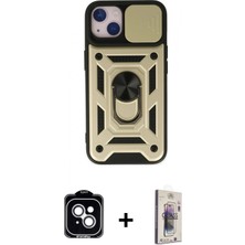 Pileli Store Pilelistore™ iPhone 14 Kılıf Ahenk Klasik - Siyah Bilvis 3D Cam Ekran Koruyucu + Pvd Metal Kamera Lens - Gs