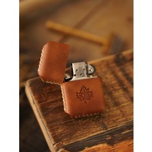 UltraMint El Yapımı Hakiki Deri Kılıflı Zippo Çakmak, Şık Yılbaşı Hediye