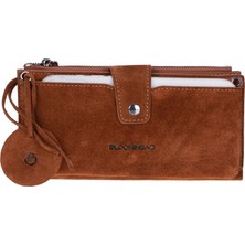 BloominBag Camel Still Lozan Hakiki Süet Çapraz Askılı Telefon Bölmeli Cüzdan Çanta
