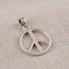 Ebrar Silver Gümüş Barış Sembolü Kolye Ucu 925 Ayar Gümüş Barış Işareti Unisex Kolye Ucu