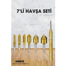 Marsilyan 7'li Hss Titanyum Kaplı Kılavuz ve Havşa Matkap Ucu Seti + Otomatik Zımba