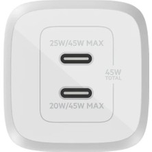 Belkin WCH011 45W 2'li Usb-C Pd Gan Hızlı Duvar Şarjı - Beyaz
