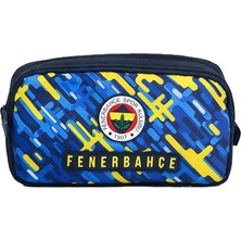 Fenerbahçe Lisanslı Garni Desenli Kalemlik - Lacivert 2 Bölmeli Kalem Çantası