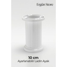 Ergün Store 2 Adet 10 cm Jumbo Ayak Beyaz Sert Plastik Ayarlanabilir (10-12) Mobilya Ayağı