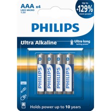 Philips Ultra Alkaline Aaa Ince Kalem Pil 1.5V - LR03E4B/10 - 4'lü Paket