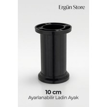 Ergün Store 2 Adet 10 cm Jumbo Ayak Siyah Sert Plastik Ayarlanabilir (10-12) Mobilya Ayağı
